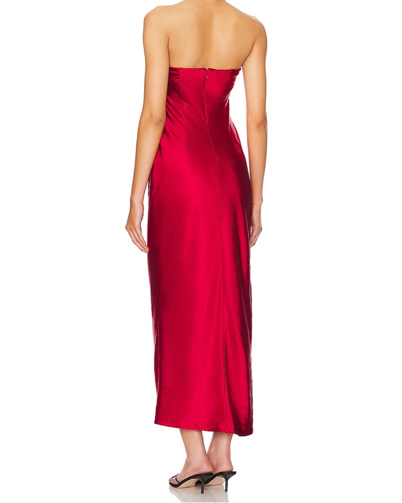 Revolve | Red Satin Strapless Dress (NWT by Revolve - Pickle