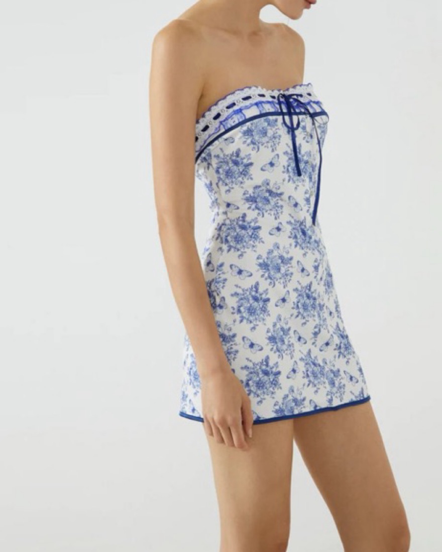 Butterfly Blue Floral Tube Top Dress - Image 3