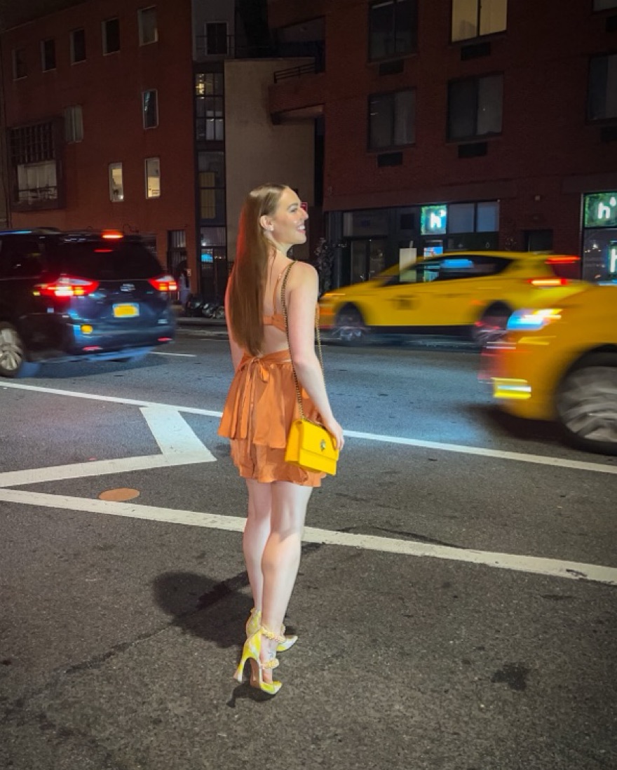 Orange Silk Mini Dress (hidden Romper) by Hello Molly - Pickle