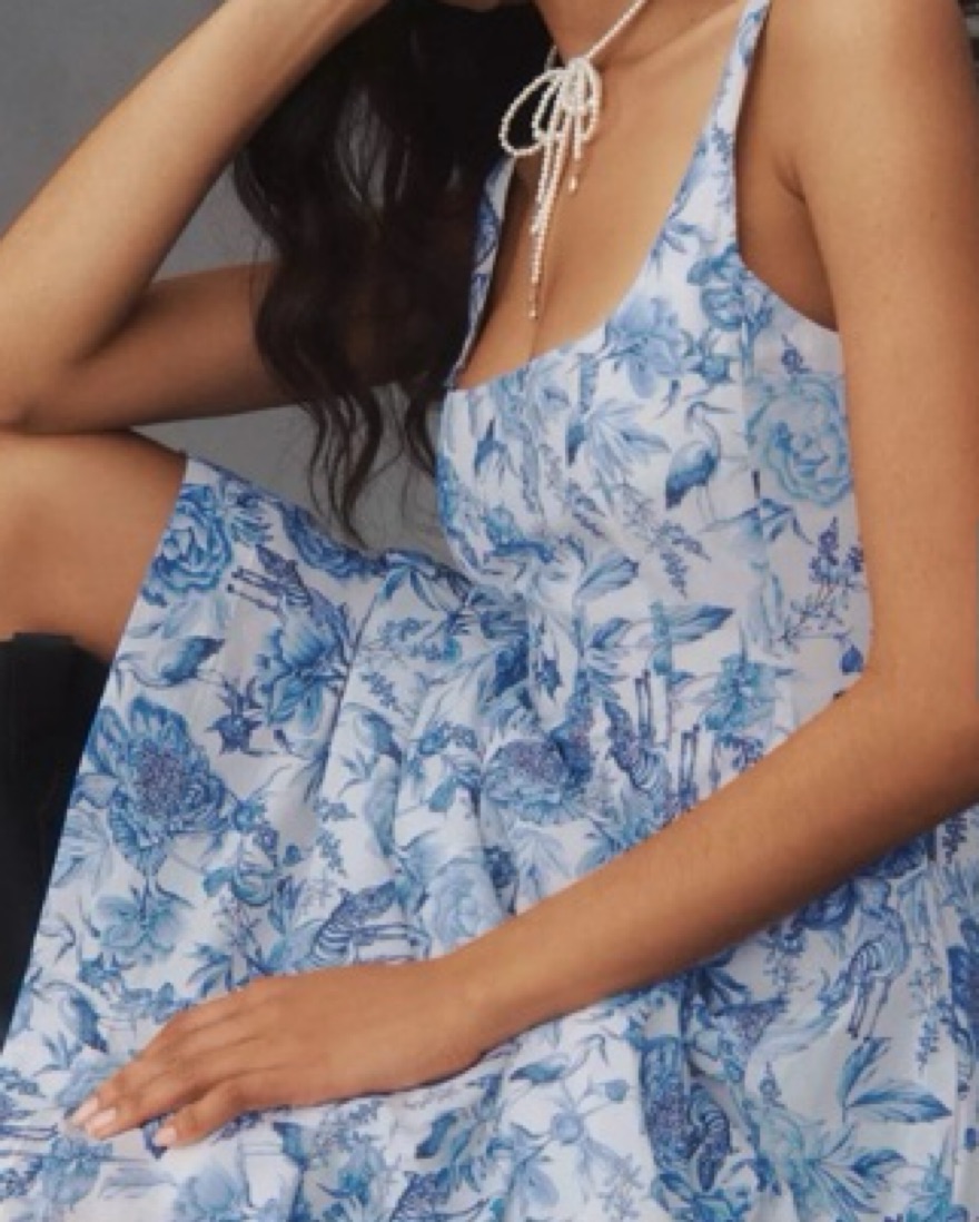 aqua blu claudette dress Get A Clue Navy Toile Dress – Shop the Mint main image 0