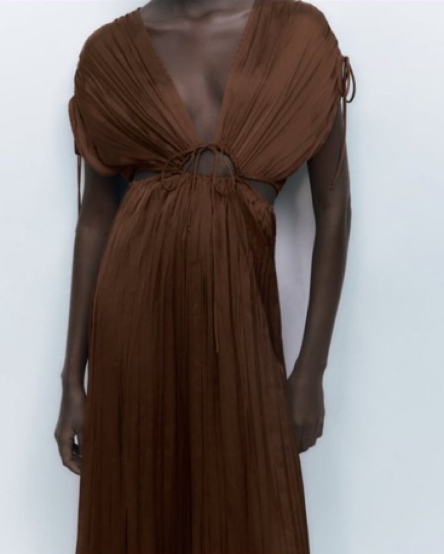 open lace back dress Zara Cut Out Pleated Dress  Change Things Up