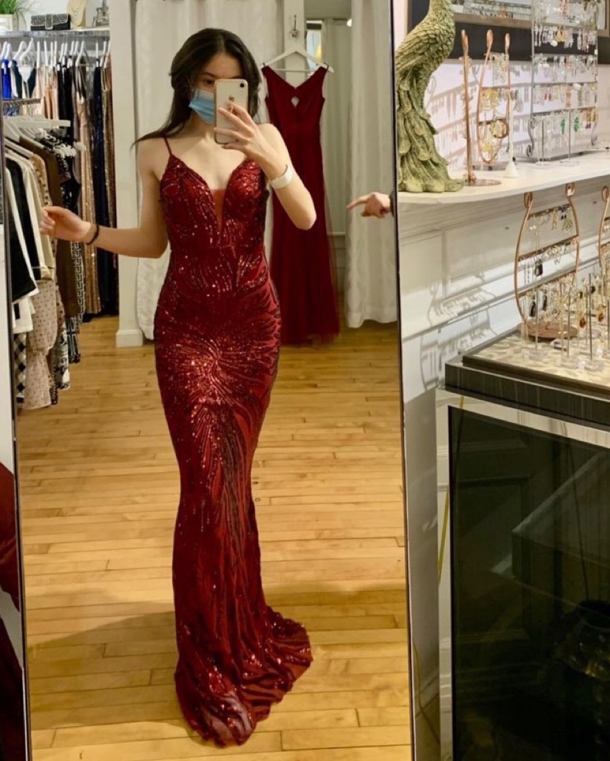 Magenta Sequin-Detail Formal Dress - Image 1