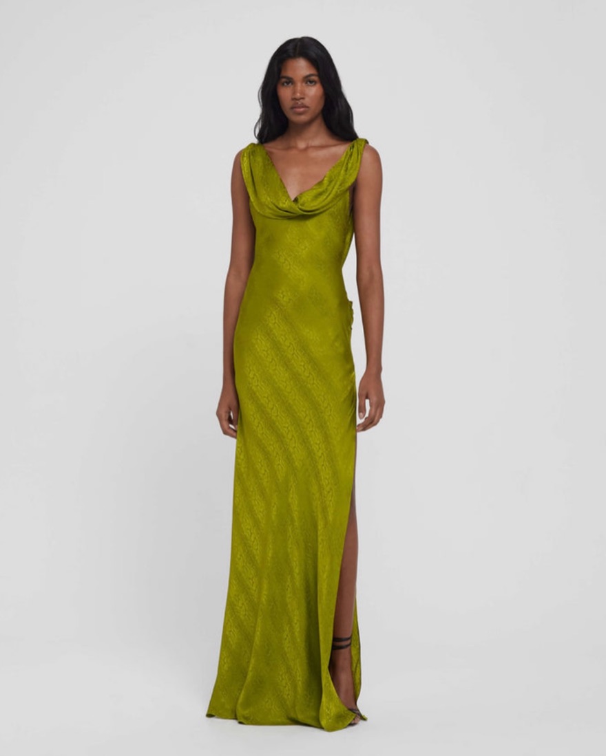 Navarra Dress Lime Rat And Boa - Image 1
