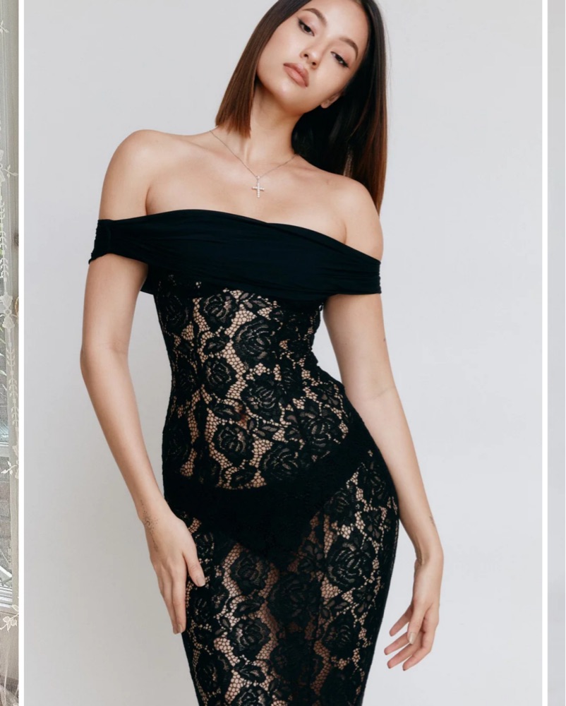 knee length dresses for ladies Kiyonna Women's Mon Cherie Floral Lace Cocktail Dress