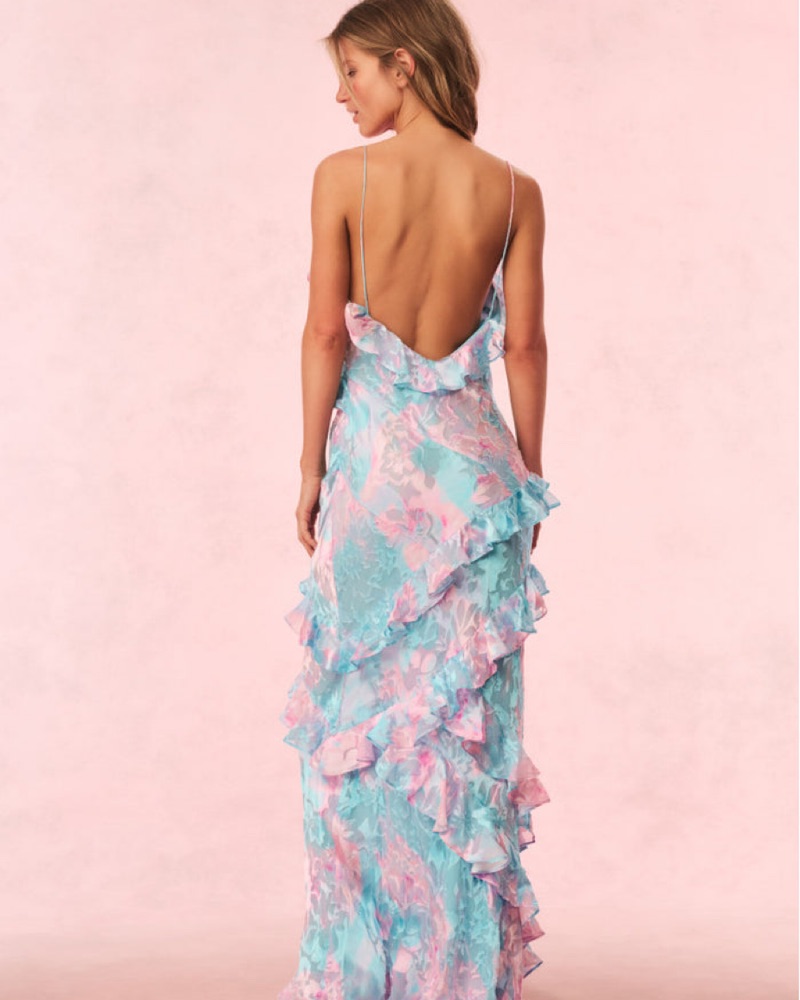slim fit dress slacks Rialto Silk-Blend Maxi Dress Italian Ice / 0 main image 1
