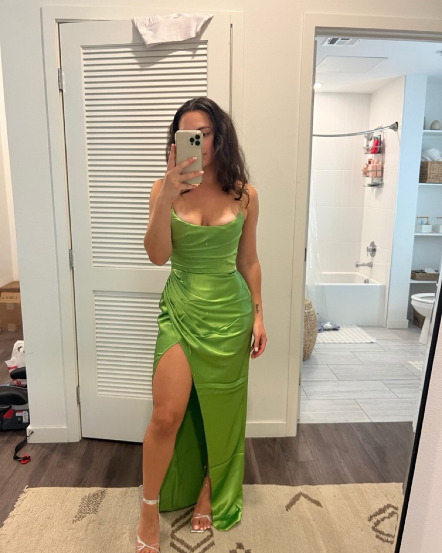 Sau Lee Satin Gown in Apple Green by Sau Lee - Pickle