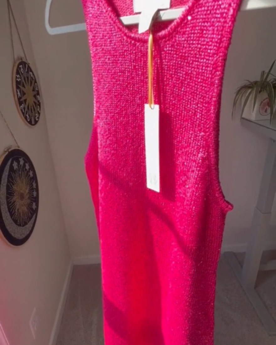 strapless open back dress Hugs & Kisses Foil Knit Sequin Sleeve T Dress main image 1