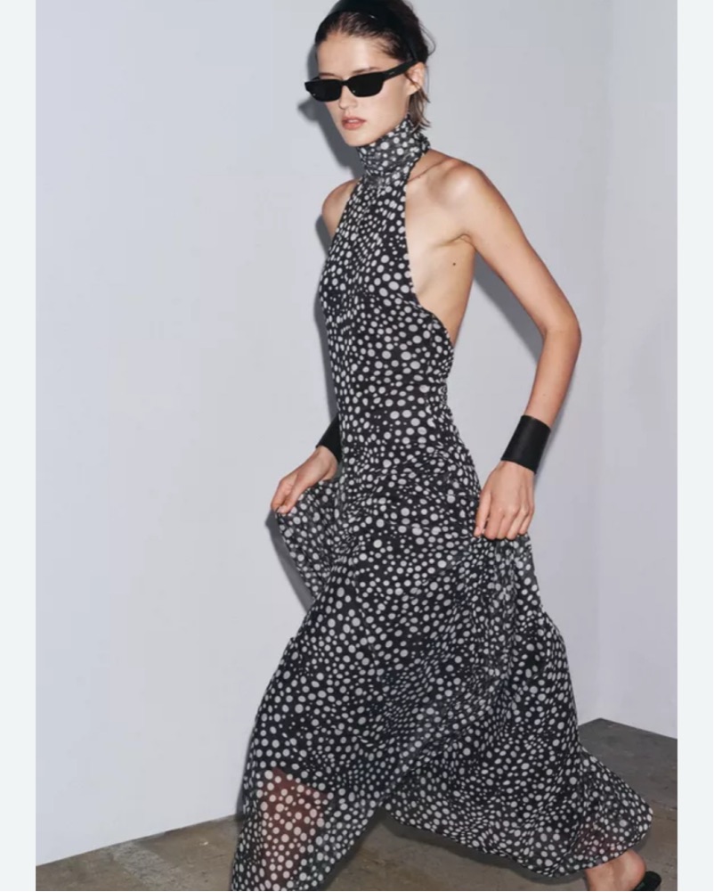 knee length dresses for ladies Willa Gathered Mesh Midi Dress - Polka Dot main image 0