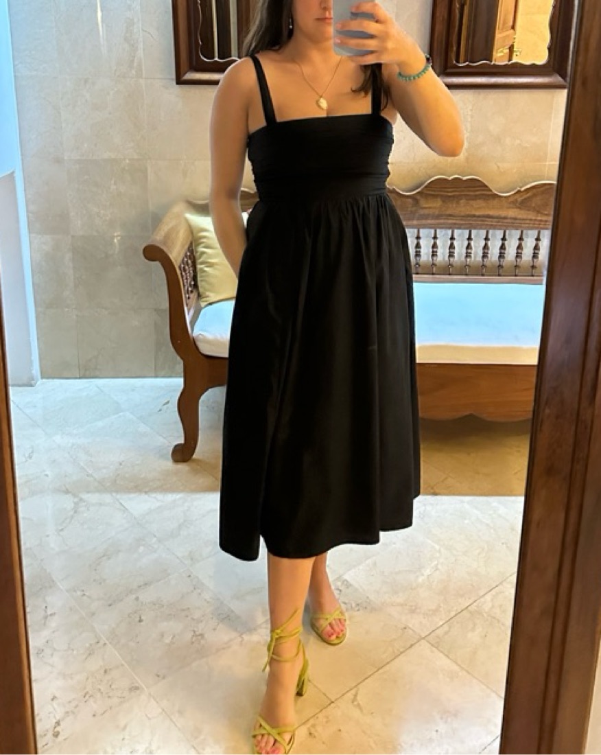 chinese dress ladies Anita Linen Wrap Front Midi Dress in Black – Pink Haley