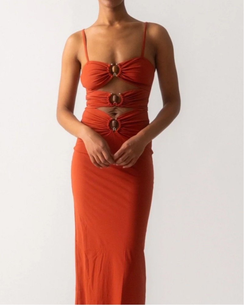 open lace back dress Crystal Orbit Column Dress
