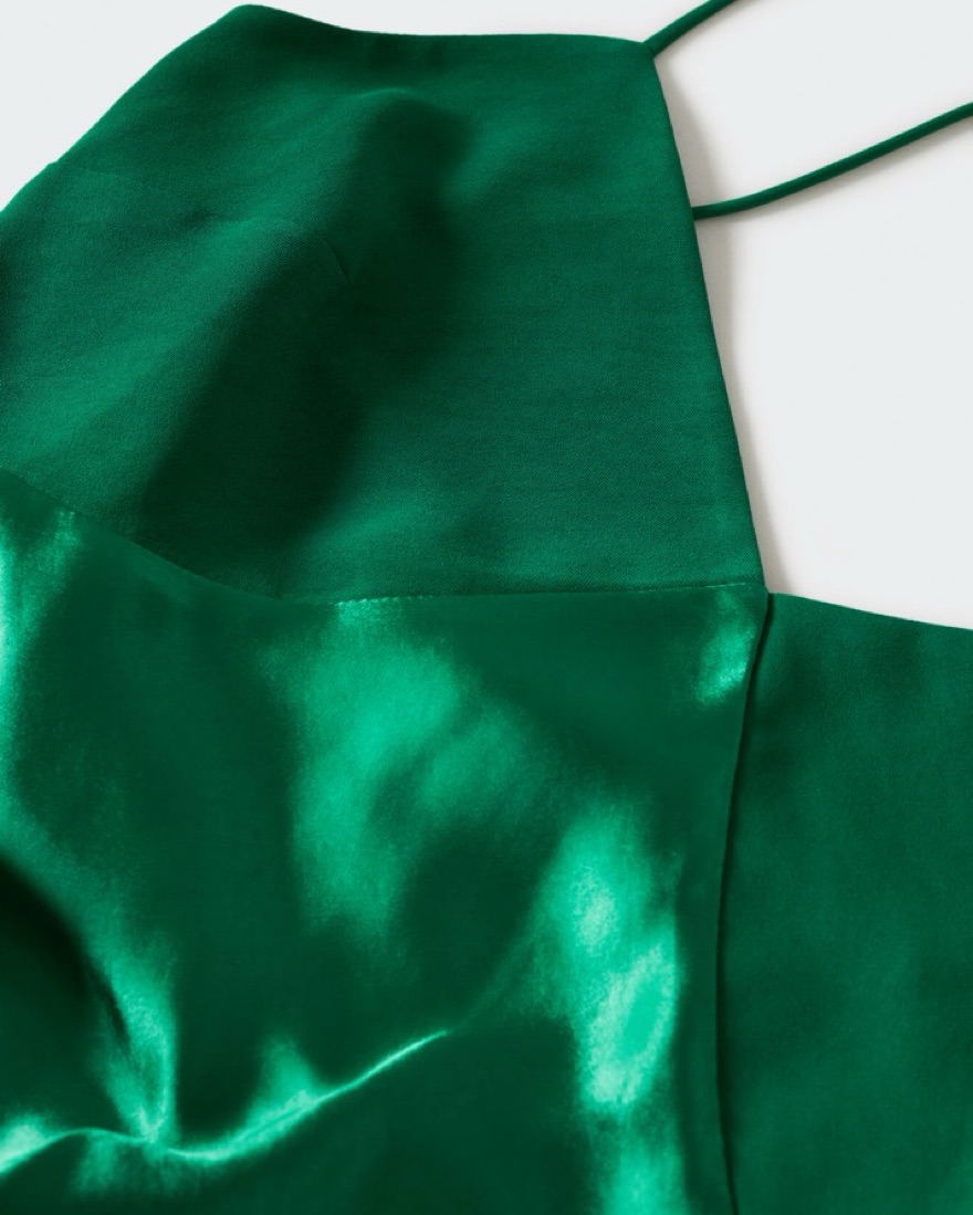 Green Mango Satin Panel Midi Dress by Mango - Pickle