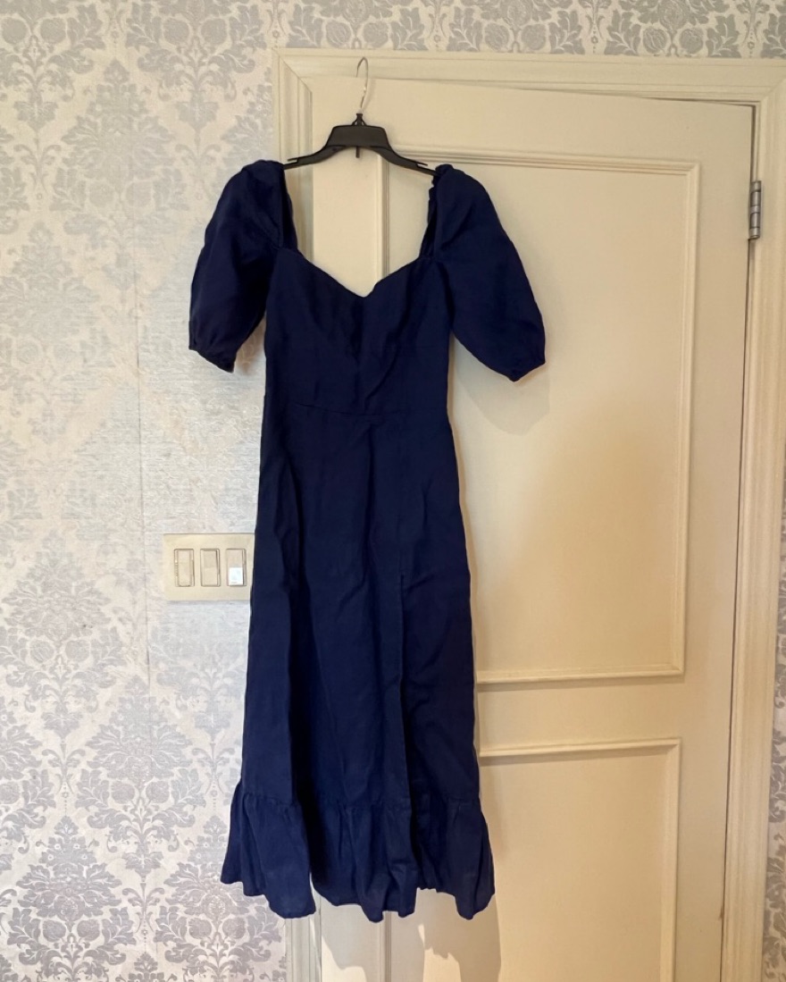 Blue Reformation Puff-Sleeve Midi Dress by Reformation - Pickle