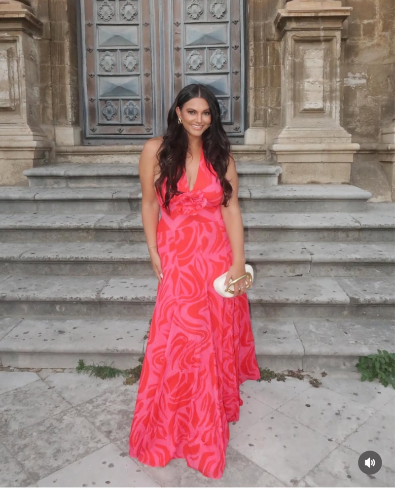 Tawny Floral-Applique Halter Maxi Dress by Silvia Tcherassi - Pickle