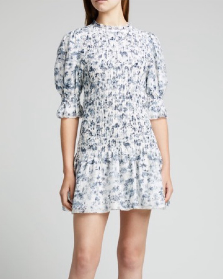 knee length dresses for ladies Leilana Mini Dress | Green Garden Stripe main image 0