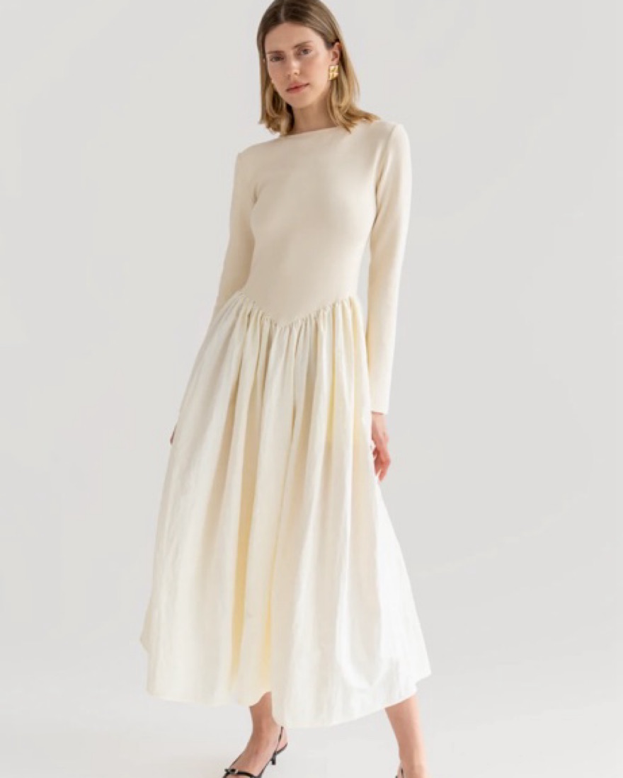 Kira Basque Waist Maxi Dress by The Bekk - Pickle