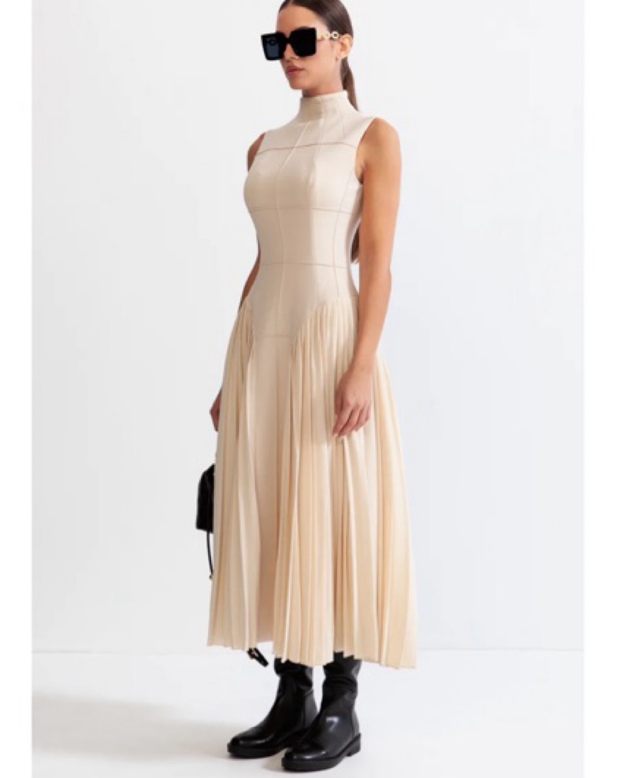 SLEEVELESS KNIT MIDI DRESS WITH PLIES  - Image 3