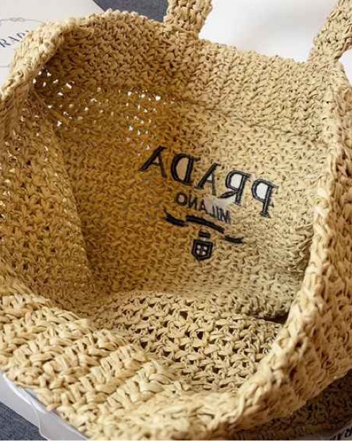 Prada Raffia Woven Tote - Image 2