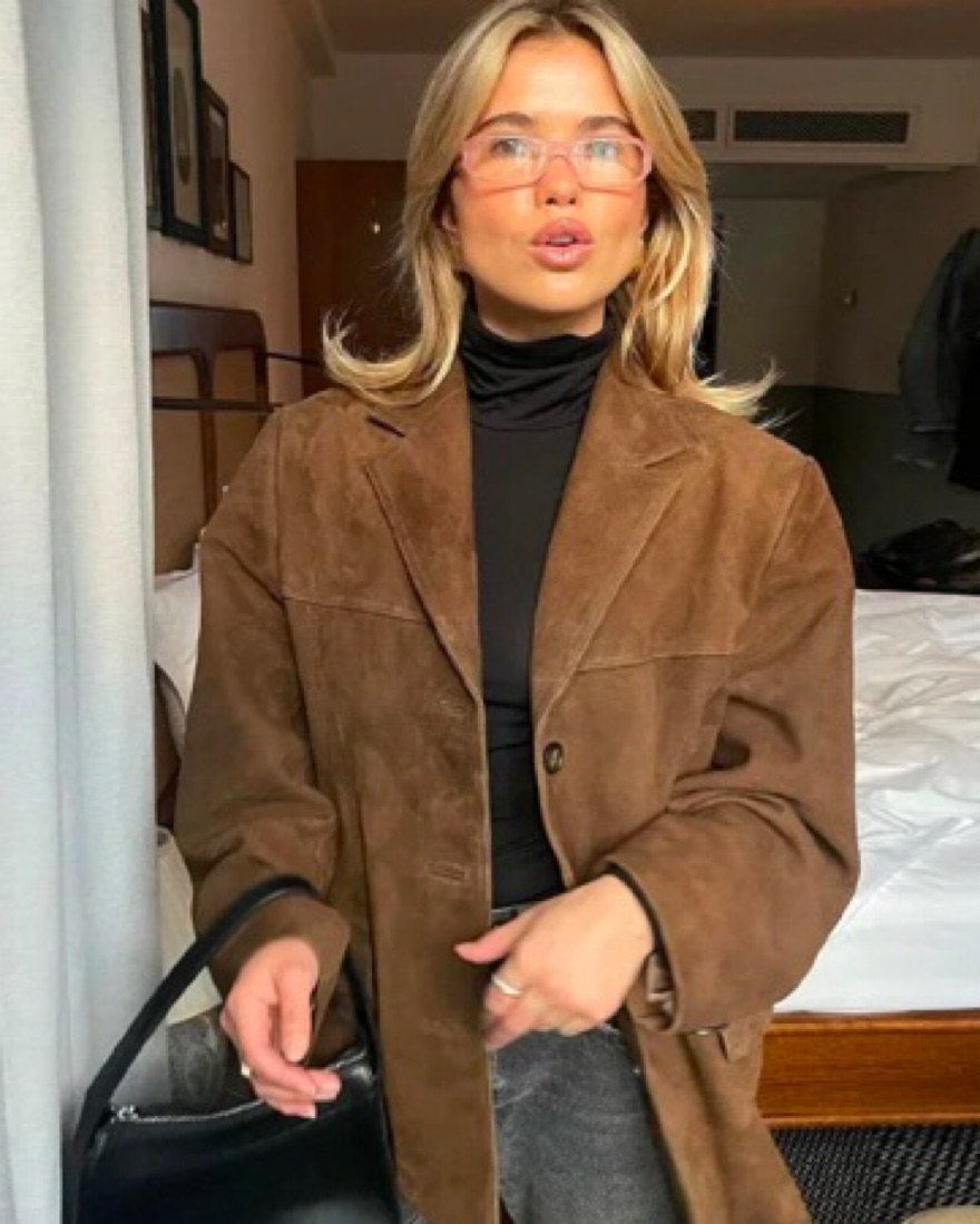 Chocolate Brown Suede Blazer  - Image 1