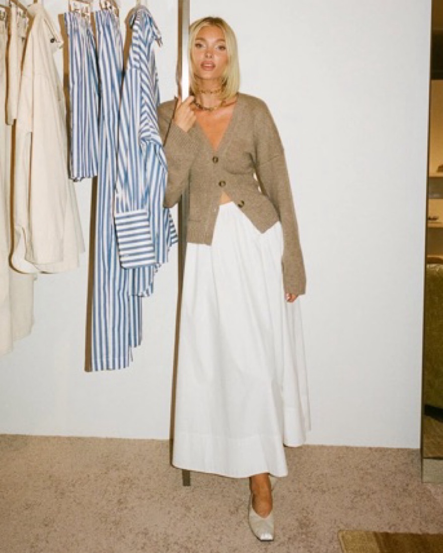 Helsa Poplin White Midi Skirt Sz XS - Image 1