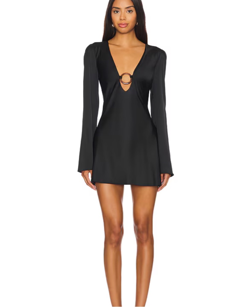 knee length dresses for ladies Peppermayo Dresses | Nwt Peppermayo, Sorrel, Black Long-Sleeve Mini Wrap Dress, Size 4 | Color: Black | Size: 4