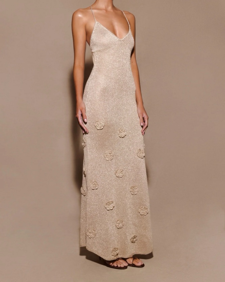 Suki Metallic Knit Maxi Dress - Gold by Meshki - Pickle