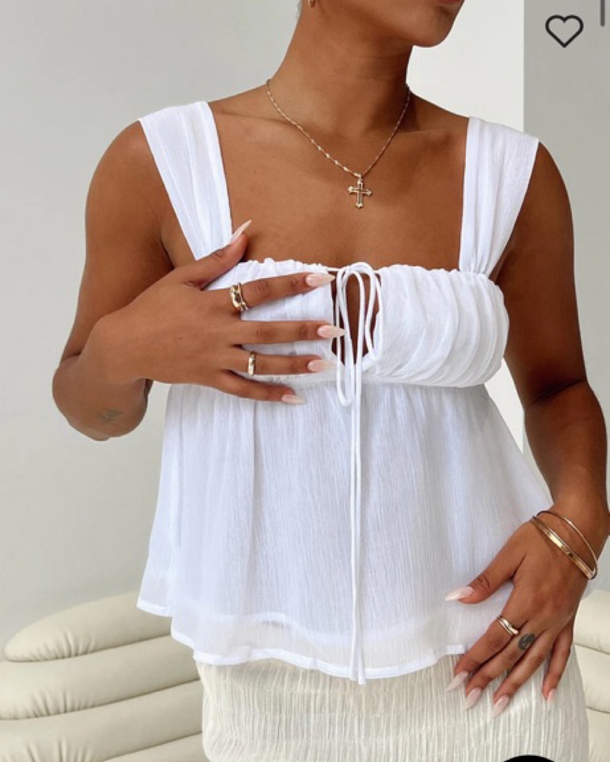 White Flowy Tank Top  - Image 2