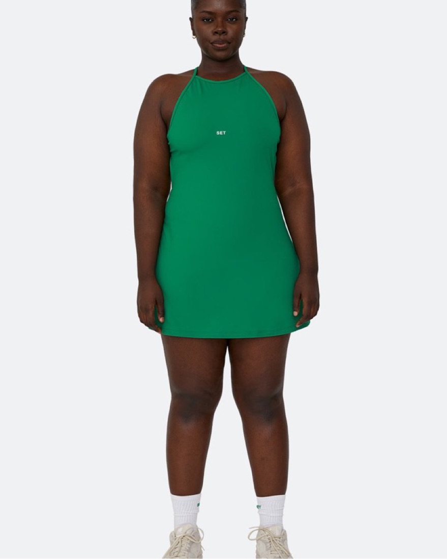 green emerald velvet dress Macade Golf | Women's Cora TX Dress - Sheen Green | Size: L Short | Green