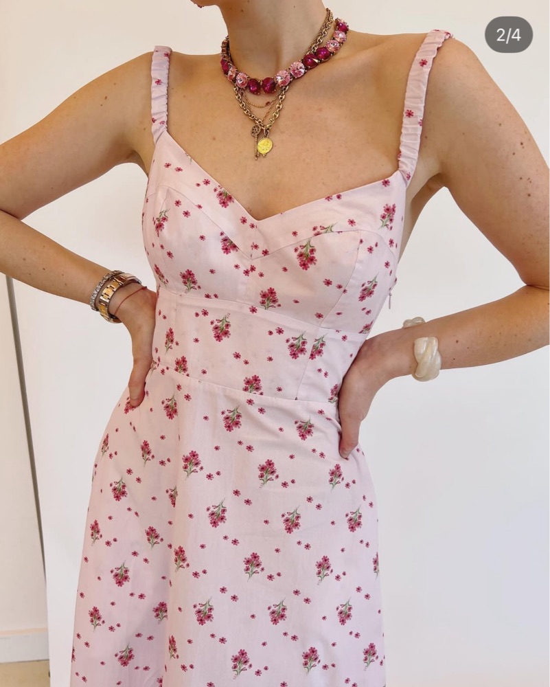 solange pink dress Hillhouse solange dress ditsy pink flora by Hill House