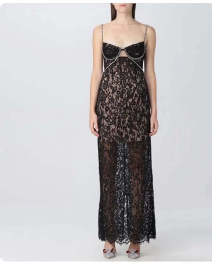 chinese dress ladies White Rhinestone Lace Maxi Dress  self-portrait-US