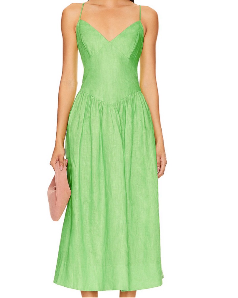 Rhode Dropwaist Midi Dress by Rhode - Pickle