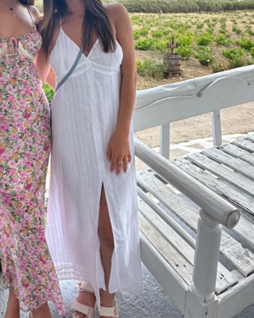 chinese dress ladies Buy American Eagle Women White Open Back Corset Midi Dress at Amazon.in main image 1