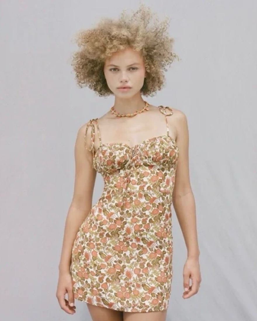 Realisation Par The Devin 70s Mini Dress by Realisation Par - Pickle