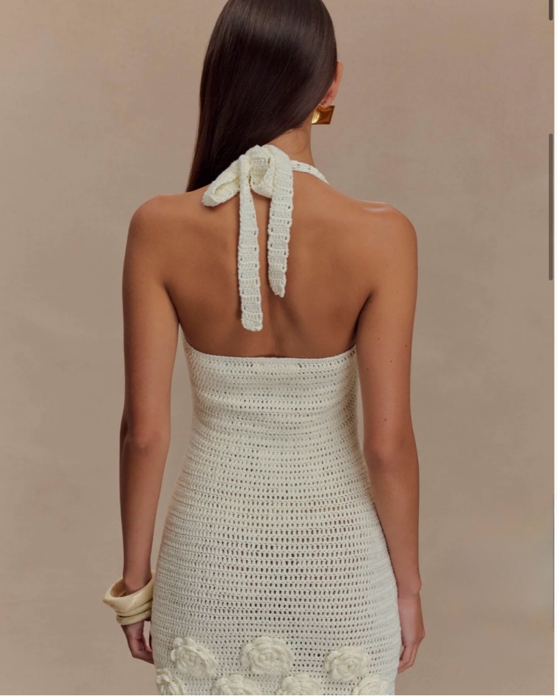 white christmas dresses SIMONMILLER Muro Crochet Dress-Hand-Knit Multicoloured Midi main image 1