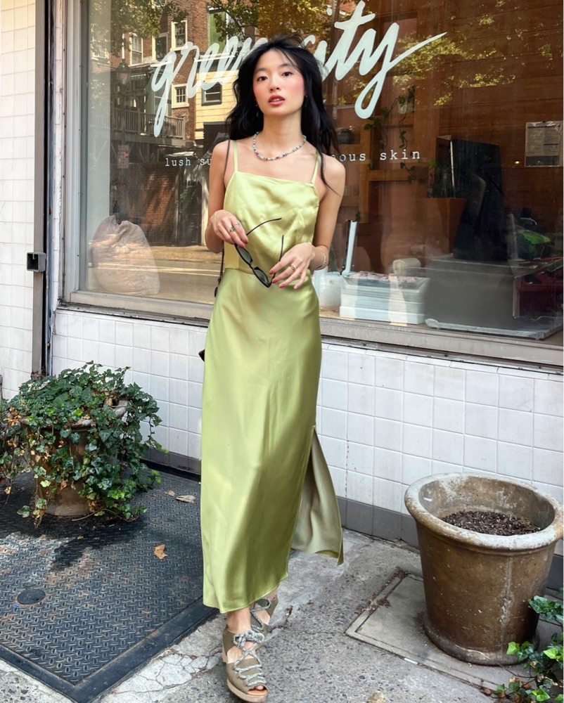 JASON WU Green Satin Dress Size0 by Jason Wu - Pickle