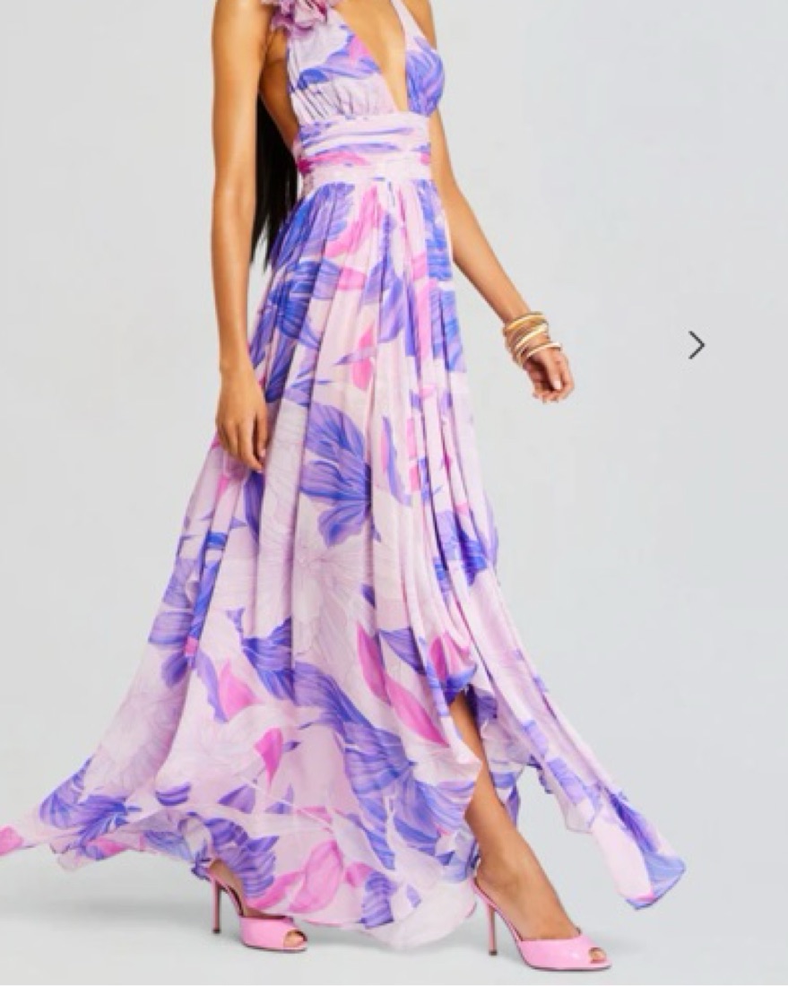sachin and babi light blue dress Halter Crystal Ruched Maxi Dress Purple main image 0