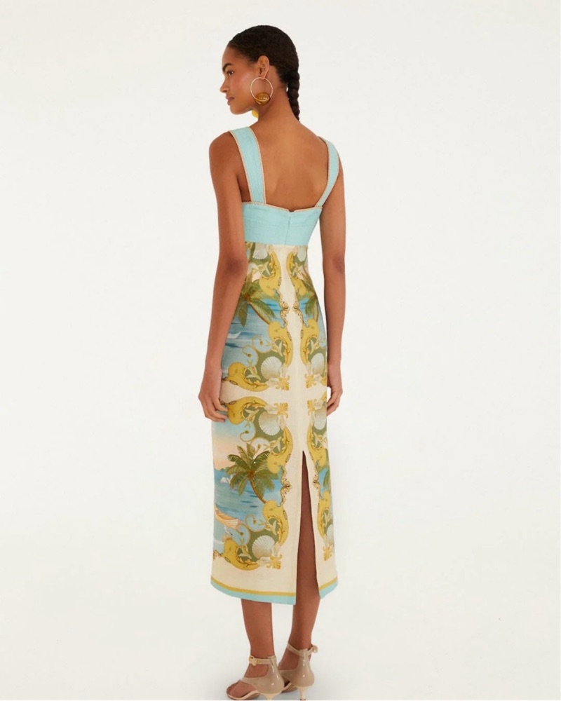 knee length dresses for ladies Butter Yellow Boho Beauty Lenzing Ecovero Euroflax Maxi Dress
