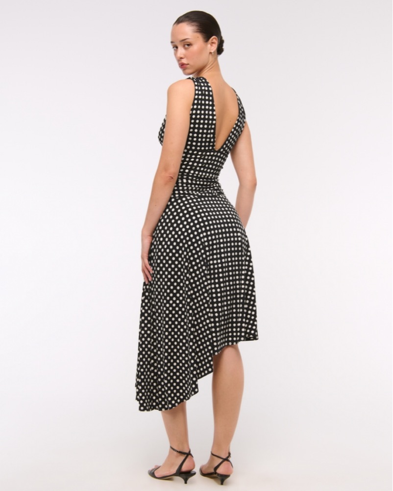 knee length dresses for ladies Multi Zig Zag Print Long Sleeve Plunge Midi Dress main image 0