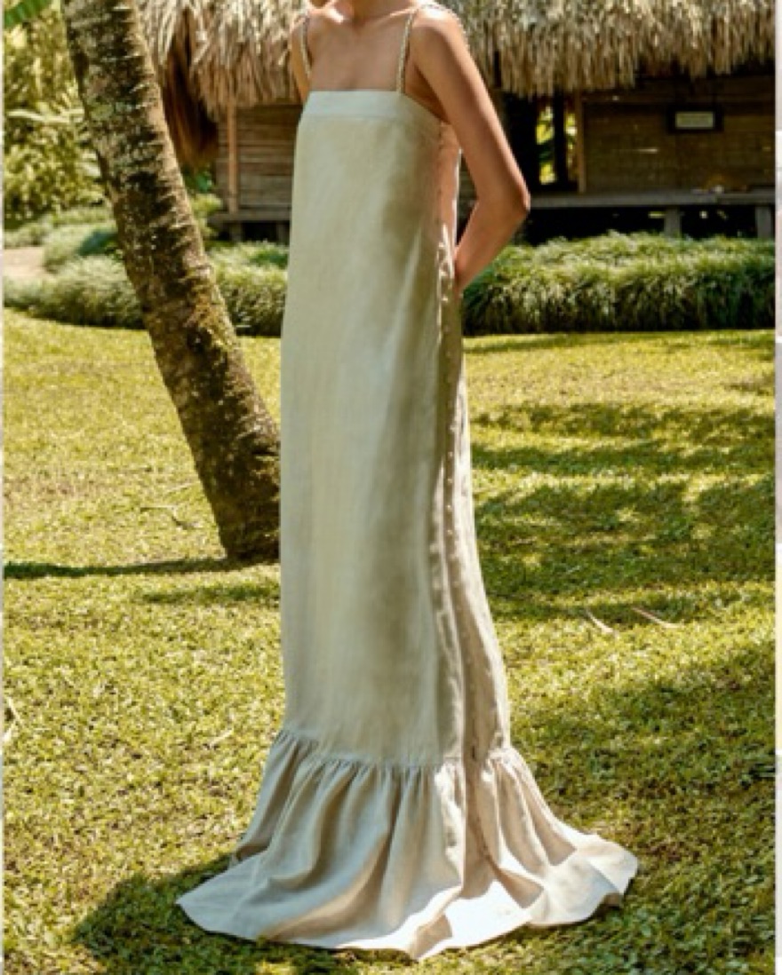 Andres Otalora Mutis Linen Maxi Dress by Andres Otalora - Pickle