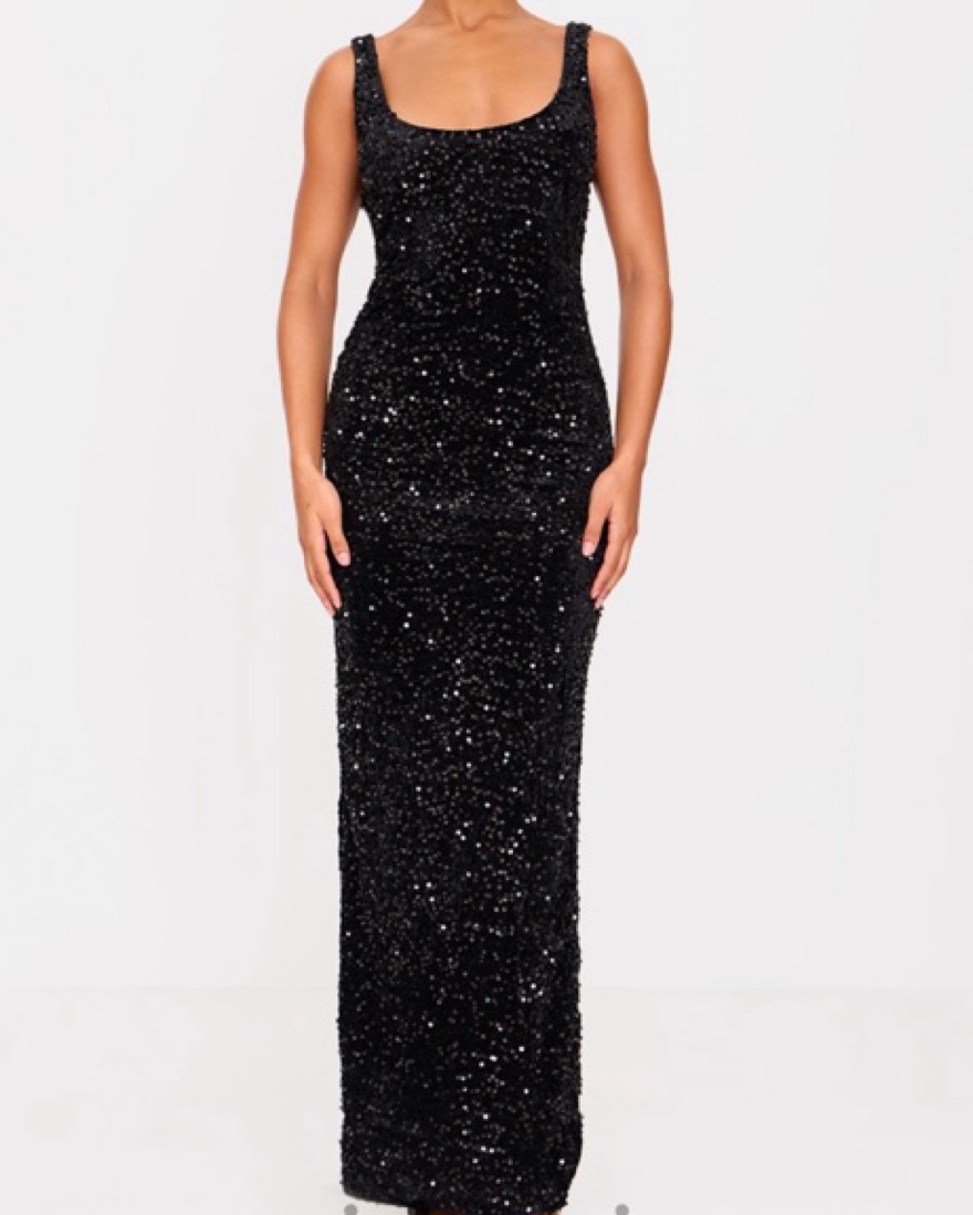 Black Sequin Dress - Image 2