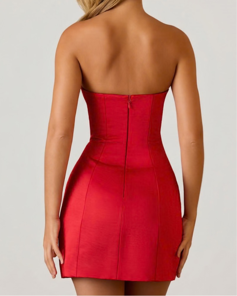 open lace back dress Luxe Dream Red Backless Mini Dress