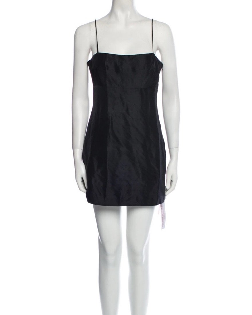 ortega mini dress black lower impact Serenity CEA Black SILK-SATIN BACKLESS HALTER-NECK MINI DRESS