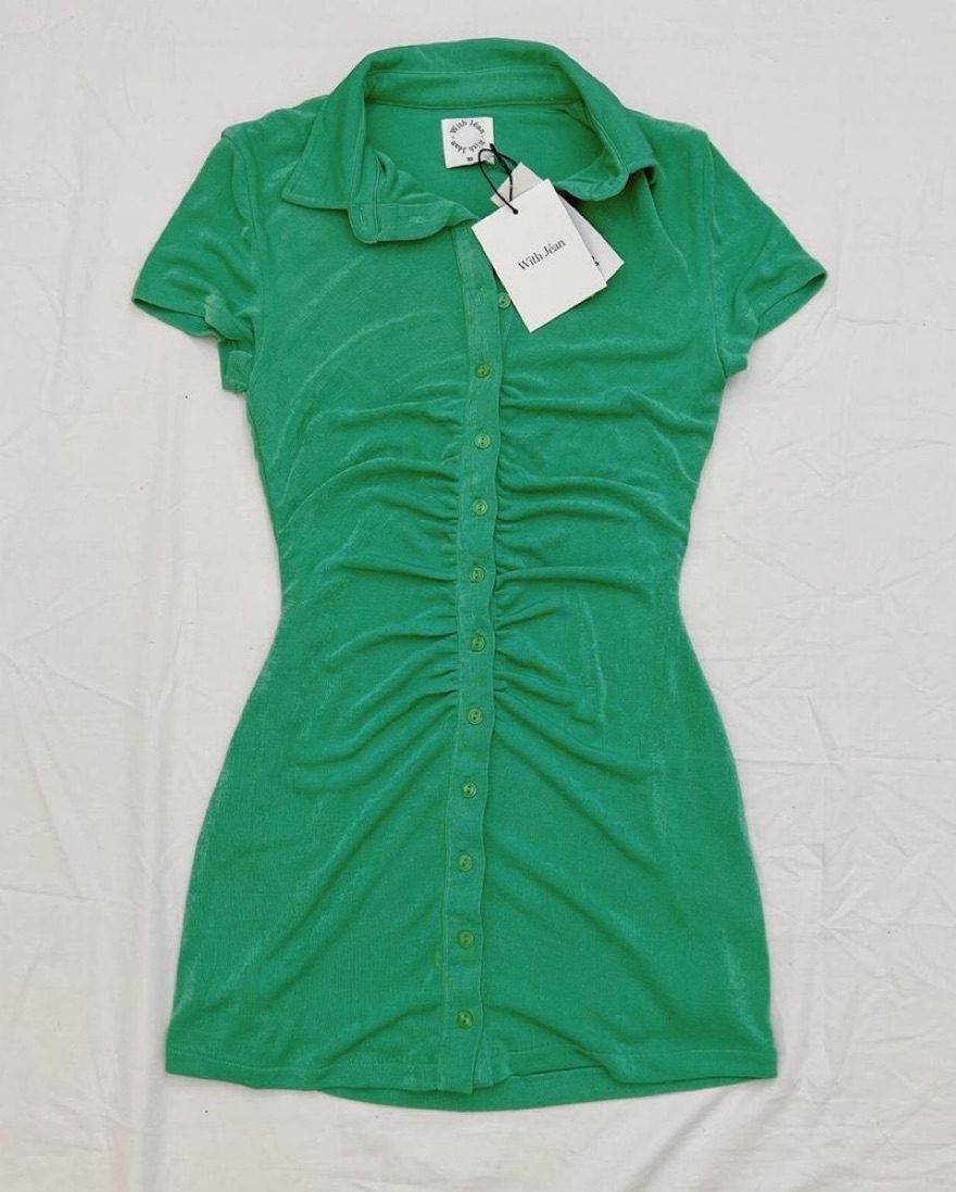 With Jan Green Short Sleeve Mini Dress by With Jean - Pickle