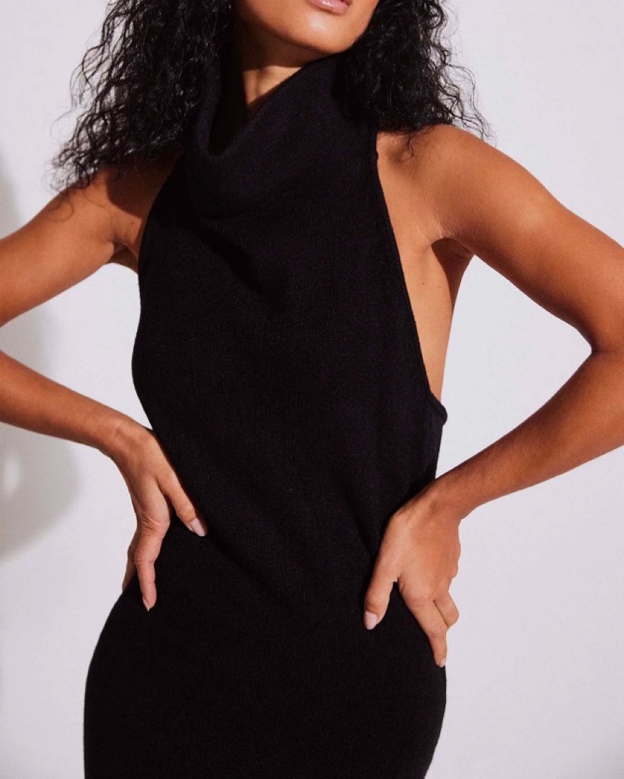 NA-KD Knitted Halterneck Maxi Dress by NA-KD - Pickle