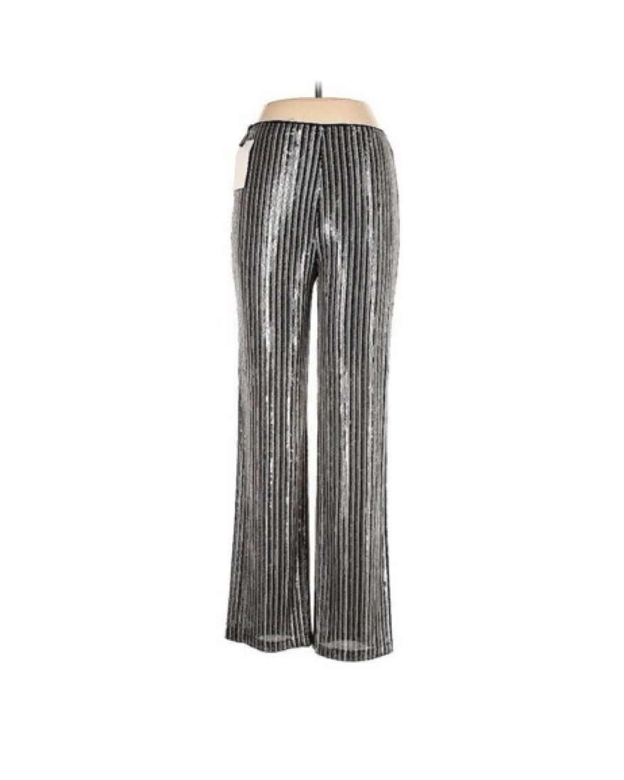 Silver Sequin Metallic Tank Pants Set - Image 2