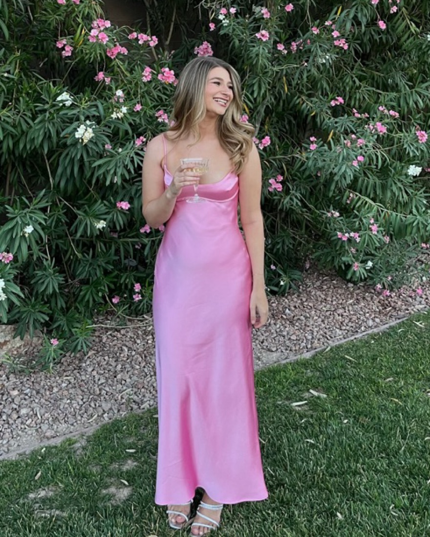Zara Pink Satin Dress - Image 1