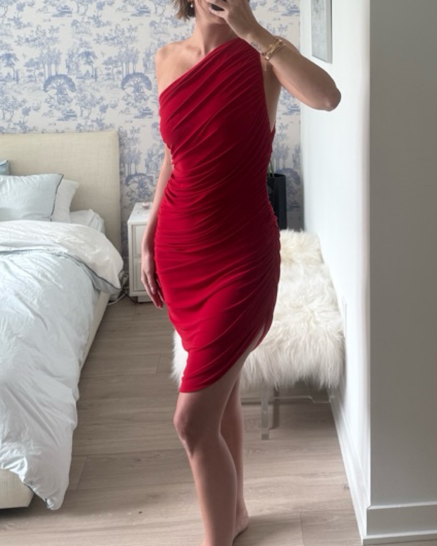 strapless open back dress CONVERTIBLE MIDCALF  Tiger Red  Norma Kamali