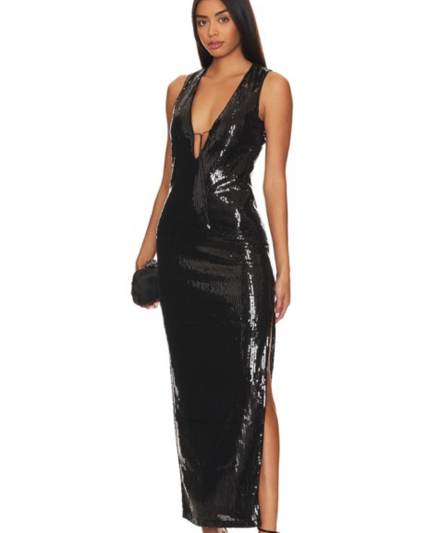 nia sequin fringe dress in black Long Sleeve Revolve Black Sequin Dress Nia Sequin Fringe Dress Sequin Dress  Revolve Superdown Nia Sequin