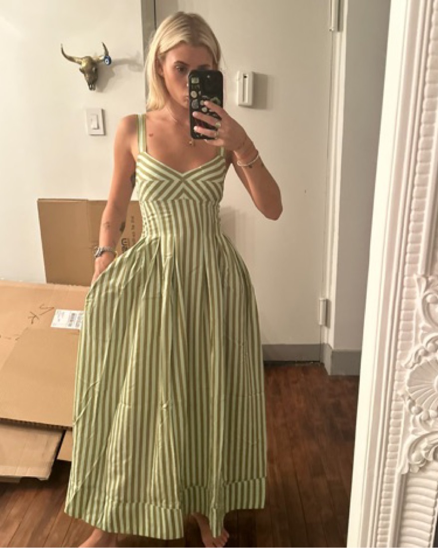 green emerald velvet dress La Ligne – Bishop Consignment main image 1