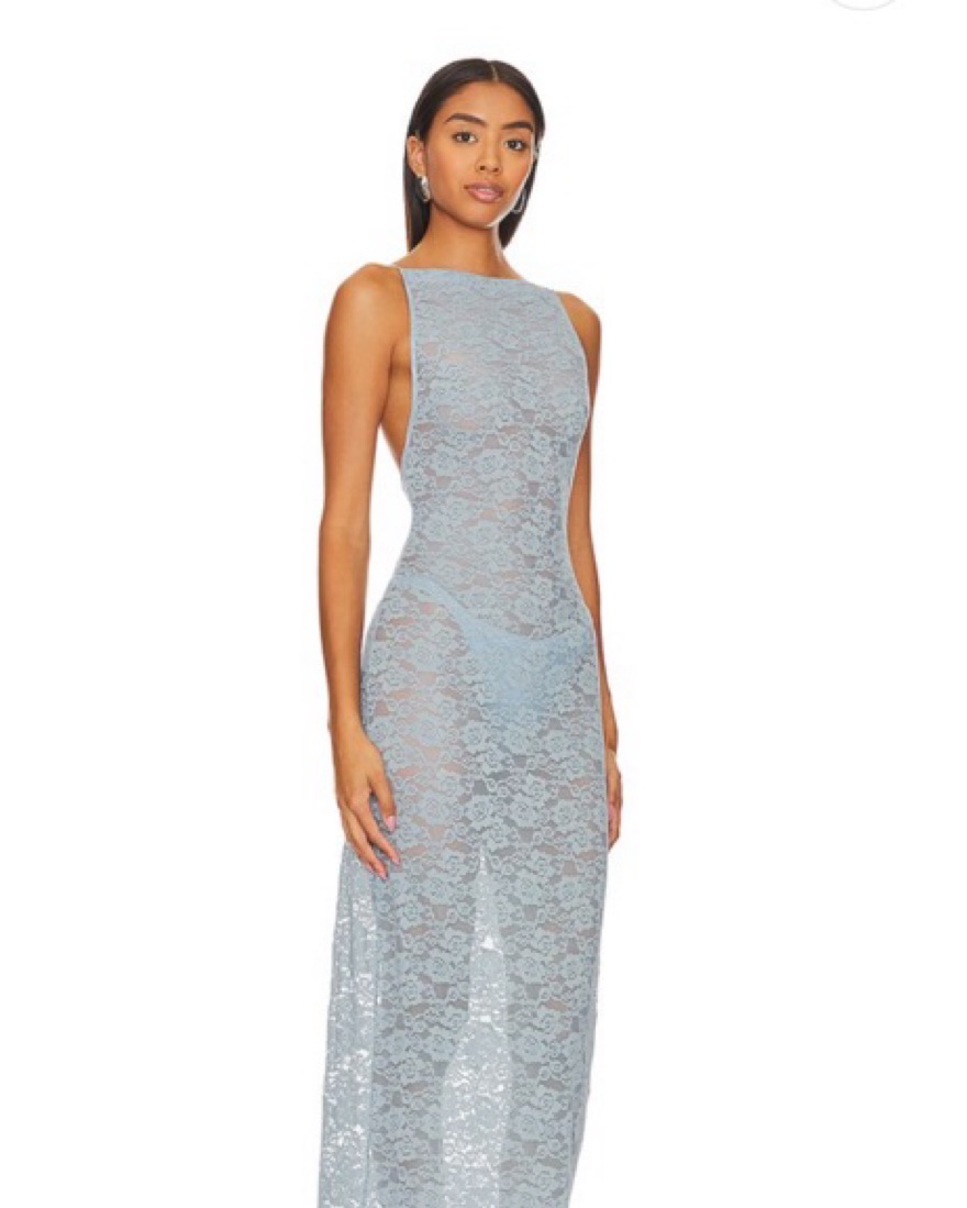 blue dress for baby girl Panelled Lace Midi Dress – Florere main image 0