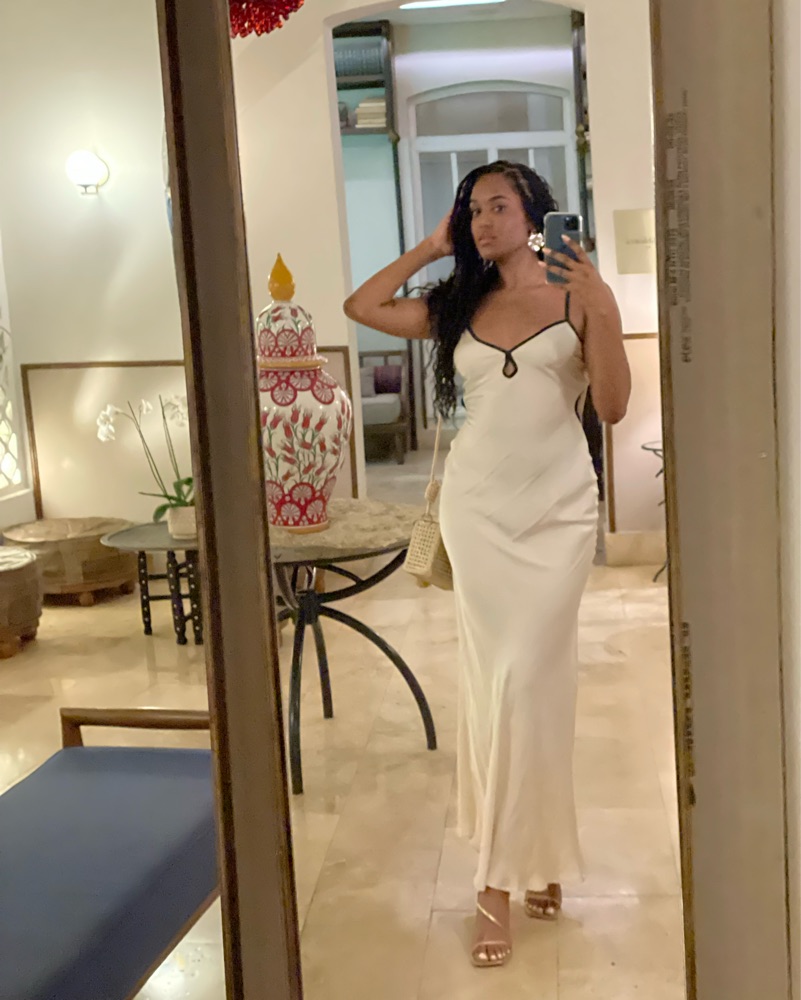 slim fit dress slacks Guizio Nova Slip Midi Dress Ivory / S main image 0